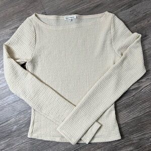 Reformation Cream Textured Knit Top